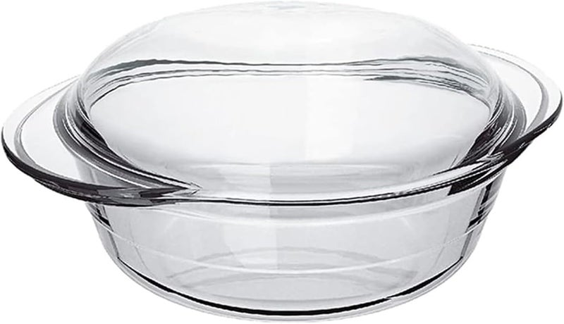 Marinex Large Glass Casserole with Lid 2.8L  Durable Heat-Resistant Borosilicate Cookware | Transparent Round Oven-Safe Glass Casserole Dish with Lid - Image 3