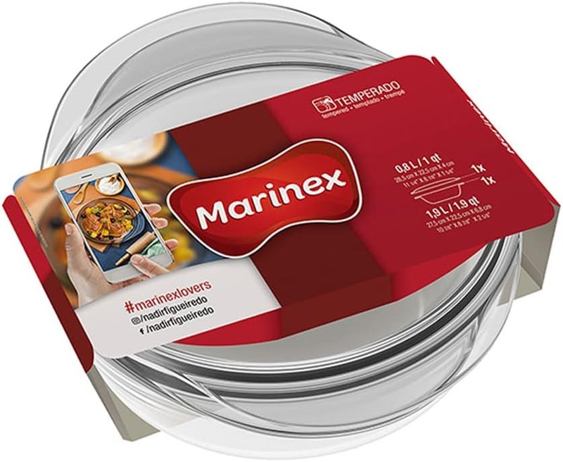 Marinex Large Glass Casserole with Lid 2.8L  Durable Heat-Resistant Borosilicate Cookware | Transparent Round Oven-Safe Glass Casserole Dish with Lid - Image 2
