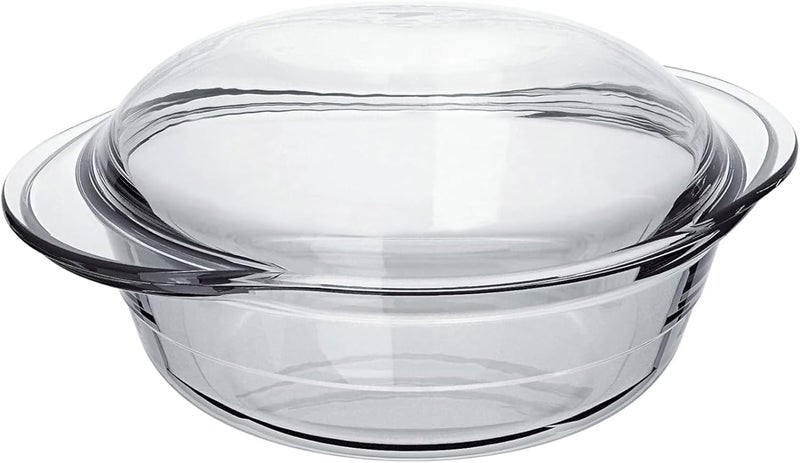 Marinex Large Glass Casserole with Lid 2.8L  Durable Heat-Resistant Borosilicate Cookware | Transparent Round Oven-Safe Glass Casserole Dish with Lid - Image 1