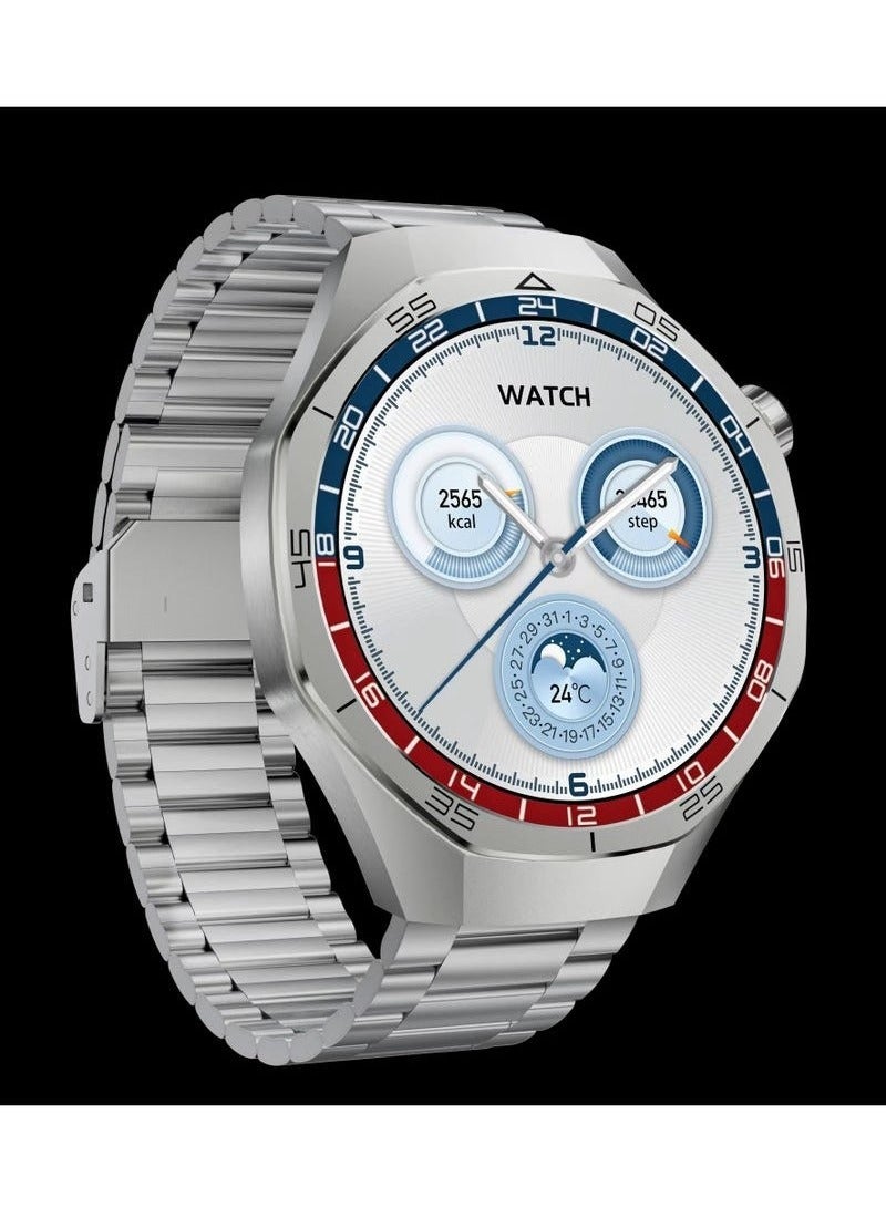 Telzeal WH-05 PRO Waterproof Smartwatch for Men with MAX Full Screen Display, Wireless Charging, 3 Interchangeable Straps, Fitness & Heart Rate Tracker, Step Counter, Sleep Monitor, Notifications – Stylish Silver Sport Watch for Android & iOS** - Image 2
