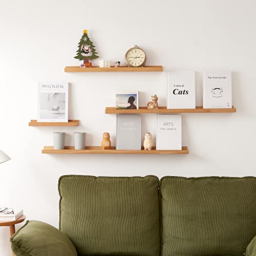 TRWISWDC Floating Shelf for Wall Natural Oak Wood Wall Shelves 12 Inch (Upgrade Width 6"), Display Picture Ledge Shelf for Bedroom Living Room Bathroom Office Kitchen Storage Shelves - Image 4