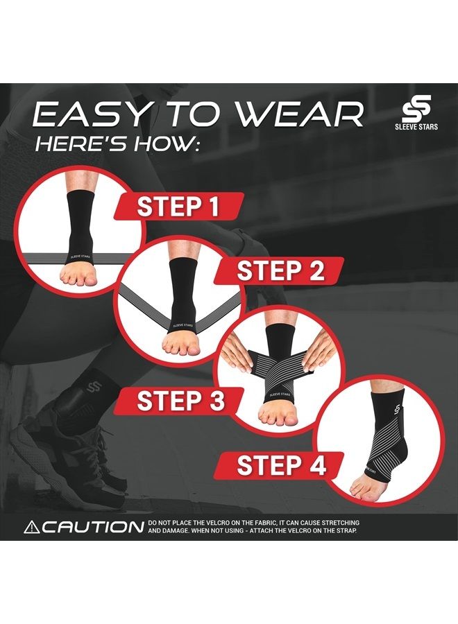 SS SLEEVE STARS Sleeve Stars Ankle Brace for Women & Men, Plantar Fasciitis Relief w/ Ankle Support Strap for Ankle Compression Sleeve, Tendonitis, Sprain & Heel Protector Wrap, Heel Brace for Heel Pain (Single/Black  - Image 5
