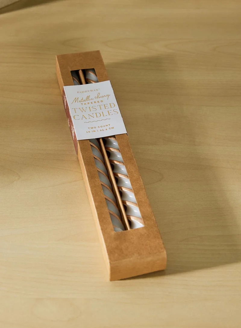 Paddywax Cypress & Fir Twisted Tapers Metallic Copper - 2 Pack