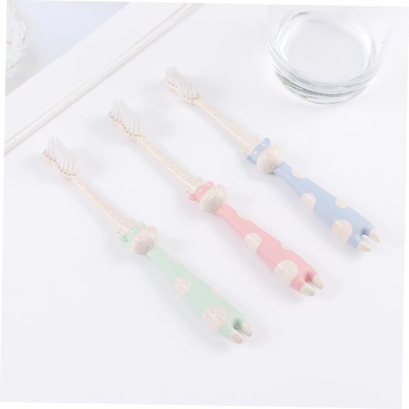 VALICLUD Kids Toothbrush Set 3Pcs Soft Bristles Wheat Straw Material Small Head Design - Image 5