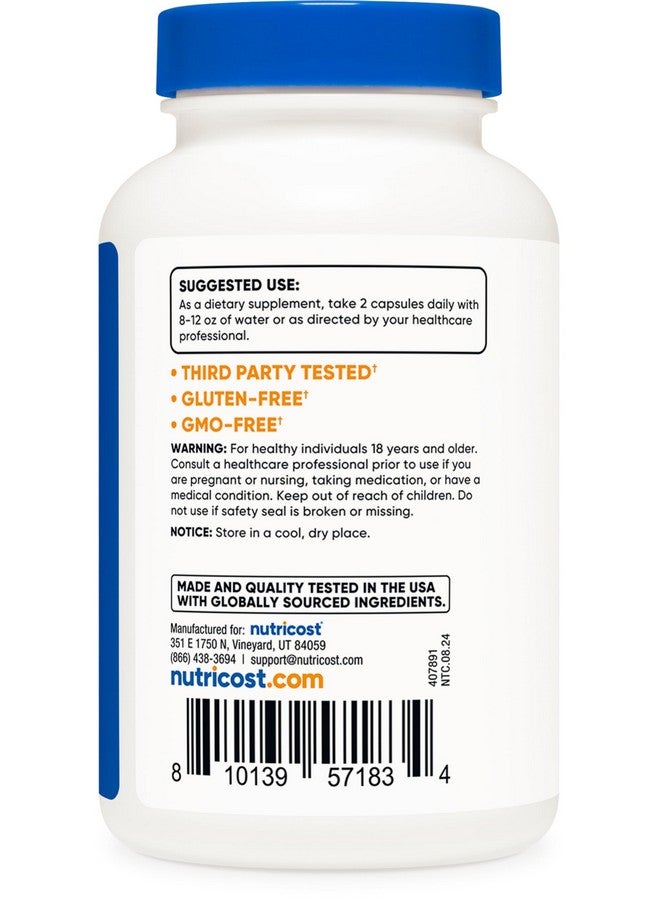 Nutricost مجمع المغنيسيوم الثلاثي من نوتريكوست (300 ملغ، 120 كبسولة) - من دي-مغنيسيوم ماليت، بيسغليسينات وسيتريت، 60 حصة - Image 4