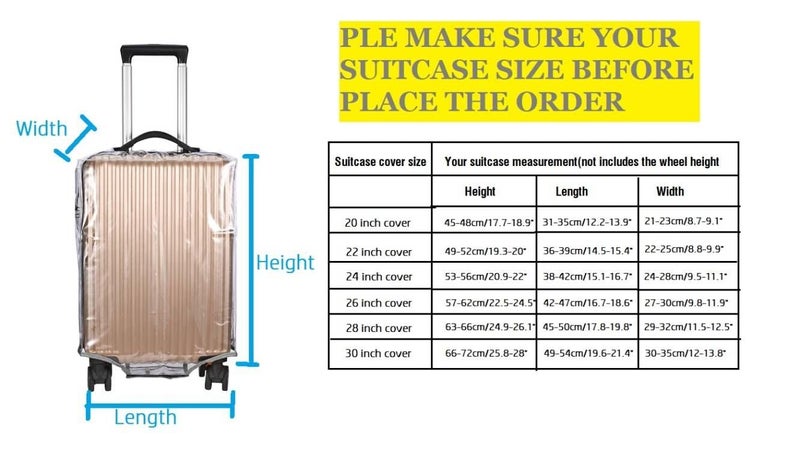 FABULWAY Clear PVC Suitcase Cover - Thick, Transparent, Waterproof & Dustproof - Wheeled Luggage Protector (20") - Image 3