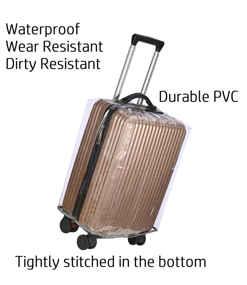 FABULWAY Clear PVC Suitcase Cover - Thick, Transparent, Waterproof & Dustproof - Wheeled Luggage Protector (20") - Image 2