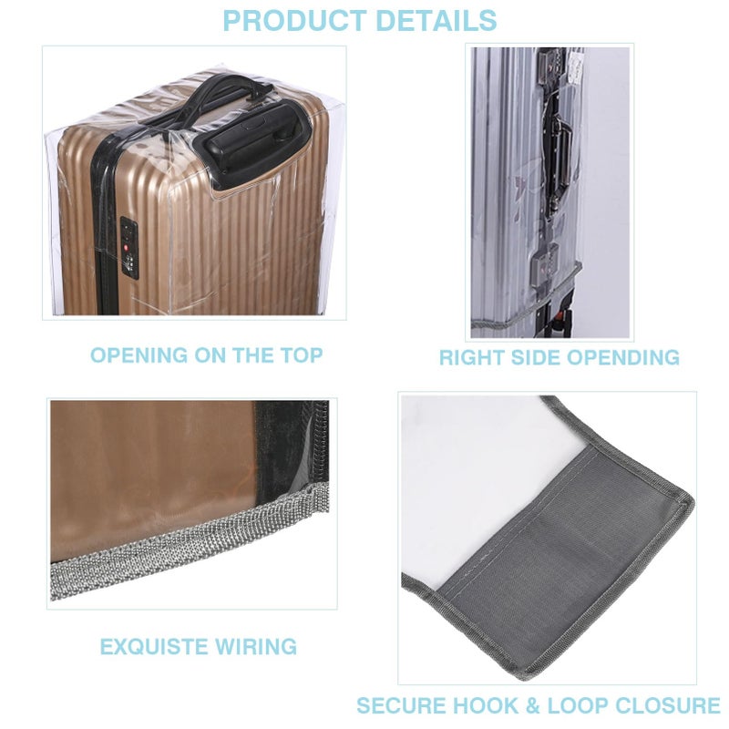 FABULWAY Clear PVC Suitcase Cover - Thick, Transparent, Waterproof & Dustproof - Wheeled Luggage Protector (20") - Image 4