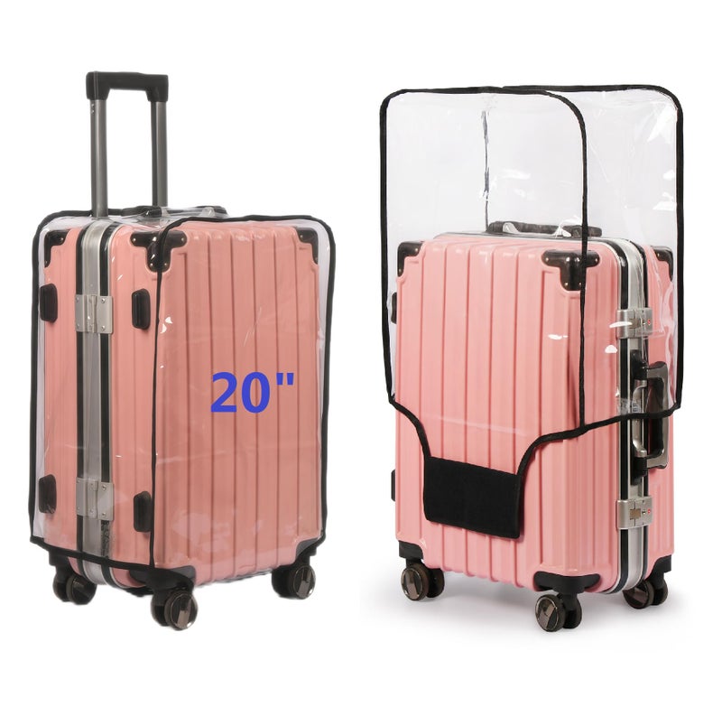 FABULWAY Clear PVC Suitcase Cover - Thick, Transparent, Waterproof & Dustproof - Wheeled Luggage Protector (20") - Image 1