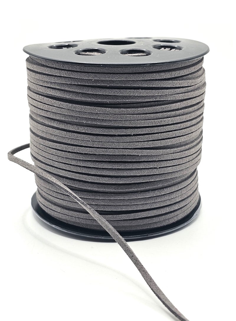 2.6mm Grey Suede Cord, 100 Yards Flat Faux Leather Cord for Necklaces, Bracelets, Jewelry Making, Beading and DIY Crafts - Image 1