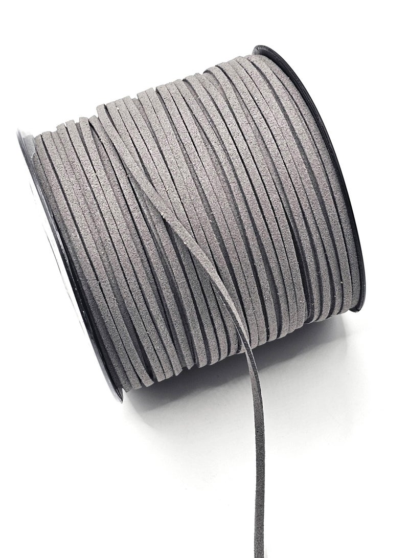 2.6mm Grey Suede Cord, 100 Yards Flat Faux Leather Cord for Necklaces, Bracelets, Jewelry Making, Beading and DIY Crafts - Image 2