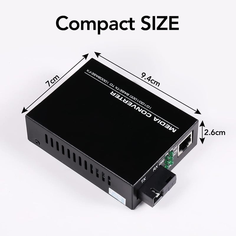 GESD A Pair 2 Pack SC Single Mode Gigabit Ethernet Media Converter 10/100/1000Mbps Bi-Directional Single SC Fiber Ethernet Transceiver up to 20km RJ-45 Port 10/1000Base-TX to 1000Base-FX 1310-nm - Image 5