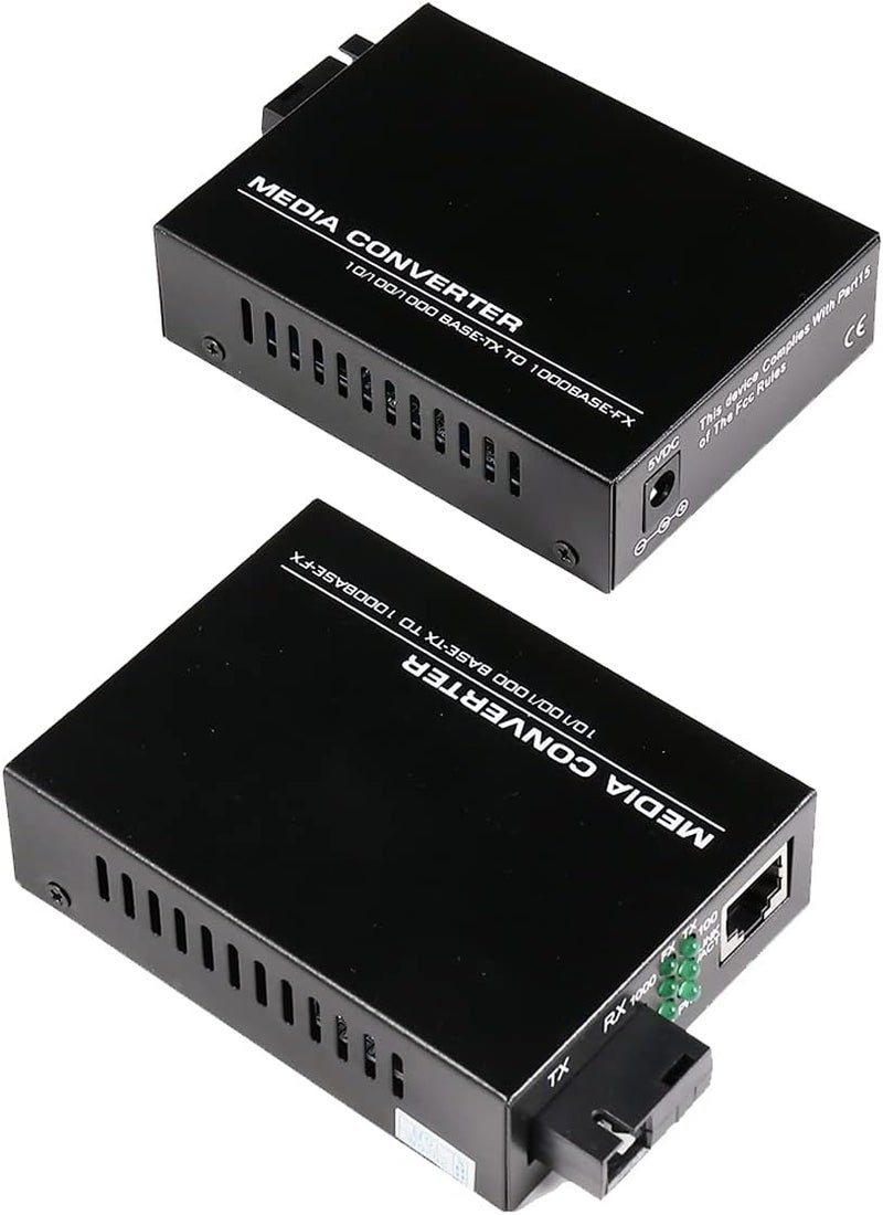 GESD A Pair 2 Pack SC Single Mode Gigabit Ethernet Media Converter 10/100/1000Mbps Bi-Directional Single SC Fiber Ethernet Transceiver up to 20km RJ-45 Port 10/1000Base-TX to 1000Base-FX 1310-nm - Image 1