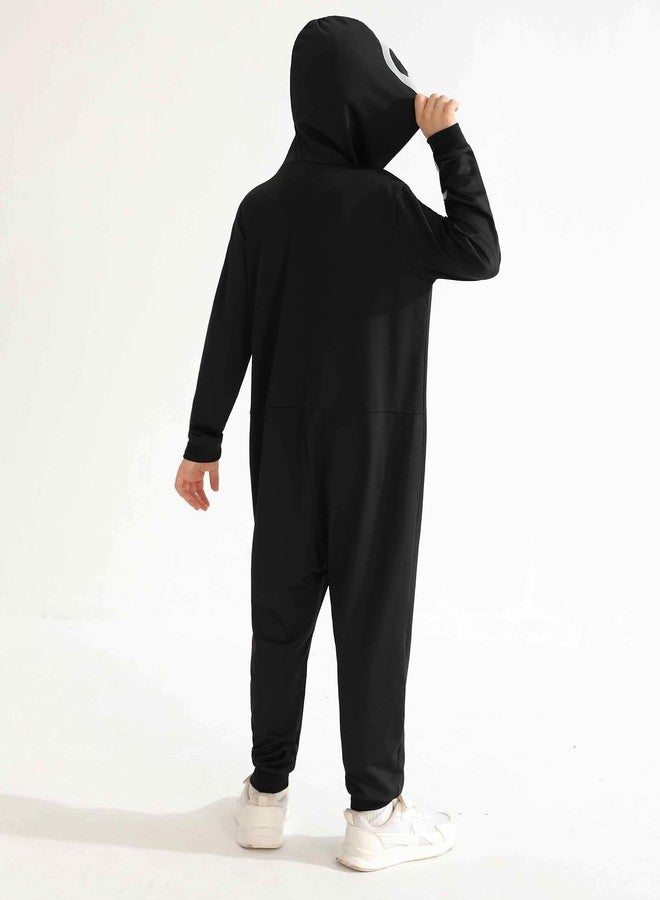 ESHOO Black Halloween Skeleton Costume Kids Girls Boys Hooded Jumpsuit Onesie Halloween Cosplay Outfits 3t 4t 5t 6t 7t 8-12t - Image 3