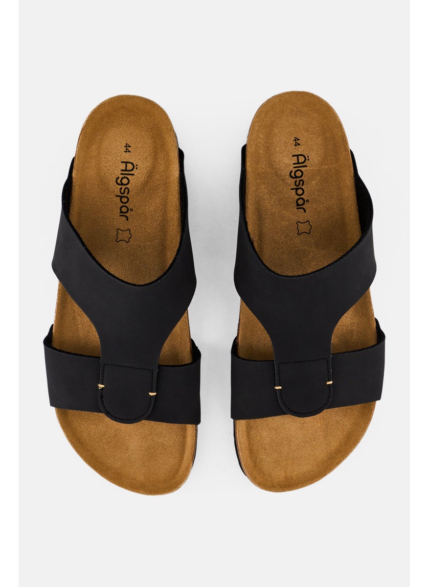 Algspar Men Slip On Cork Sandals, Black  - Image 3