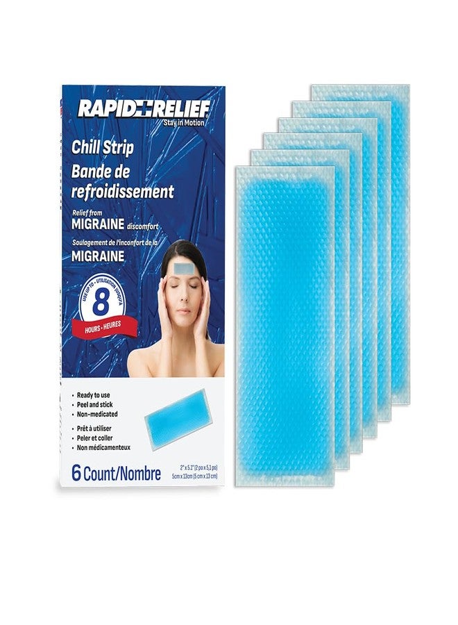Rapid Relief Adult Cooling Gel Strips, 6 Count – Cooling Patches for Headache Relief, Migraine Reflief, Hot Flashes Menopause Relief, Hangovers, & Hot Weather - Image 1