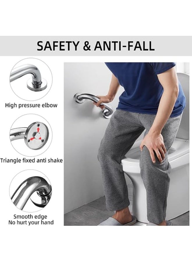 2 Pack Shower Grab Bars Safety Handle, Handicap Bathroom Grab Bars for Bathtubs and Showers, Stainless Steel Shower Balance Bar Bath Hand Rail Support for Seniors Elderly Injury (12 inch) - Image 5