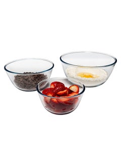 SIMAX SIMAX Glass Mixing Bowls Set, Borosilicate Glass Mixing Bowls for Kitchen Set of 3 Microwave and Oven Safe Bowls (2 Cup, 5.5 Cup, 10.5 Cup) Glass Bowls for Kitchen, Glass Mixing Bowl, Baking Bowls  - Image 1