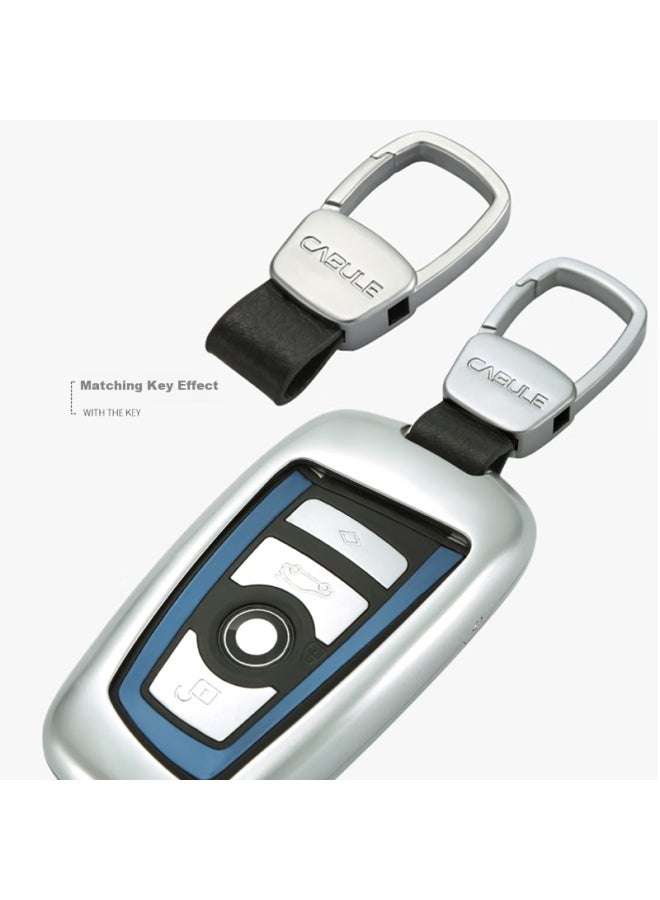 DiGallen Digalun Creative Keychain, Men's Genuine Leather, Car Keychain, Waist-hanging, Car Key Pendant, For Audi, Volkswagen, Buick, Honda, Geely, Mercedes-benz, Toyota, Haval - Moonlight Silver - Image 2