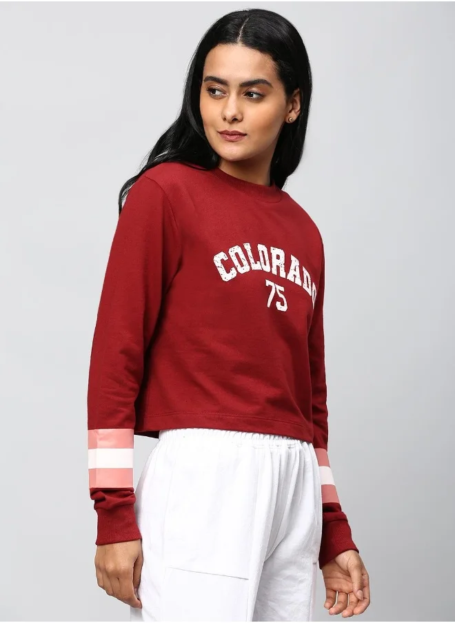 Hubberholme Burgundy Sweatshirt For Women