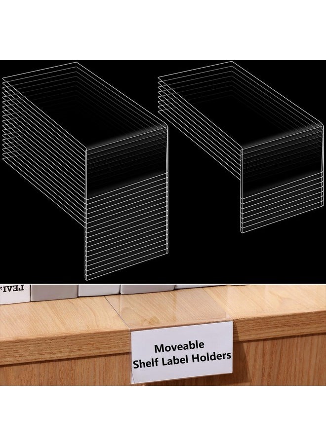 Containlol - 100 Pieces Moveable Shelf Label Holders Clear Shelf Moveable Bookshelf Label Divider Library Shelf Markers For Library Office Classroom Book Shelves (6.5 X 3 X 1.57 Inch) - Image 1