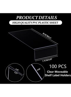 Containlol 100 Pieces Moveable Shelf Label Holders Clear Shelf Moveable Bookshelf Label Divider Library Shelf Markers For Library Office Classroom Book Shelves (6.5 X 3 X 1.57 Inch)  - Image 2