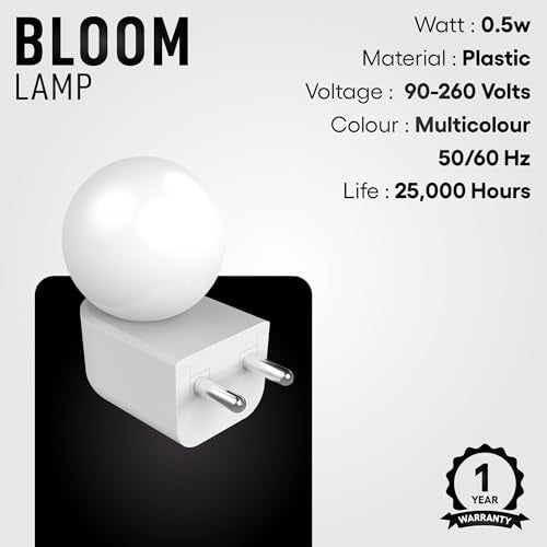 FYBROS Bloom 0.5Watt LED Bulb for Night Multicolor Bulb, Bedroom Lights for Night in Multicolor, LED Night Lamp for Bedroom, LED Bulbs for Home, Play and Plug Decorative Lamps for Bedroom - Image 5
