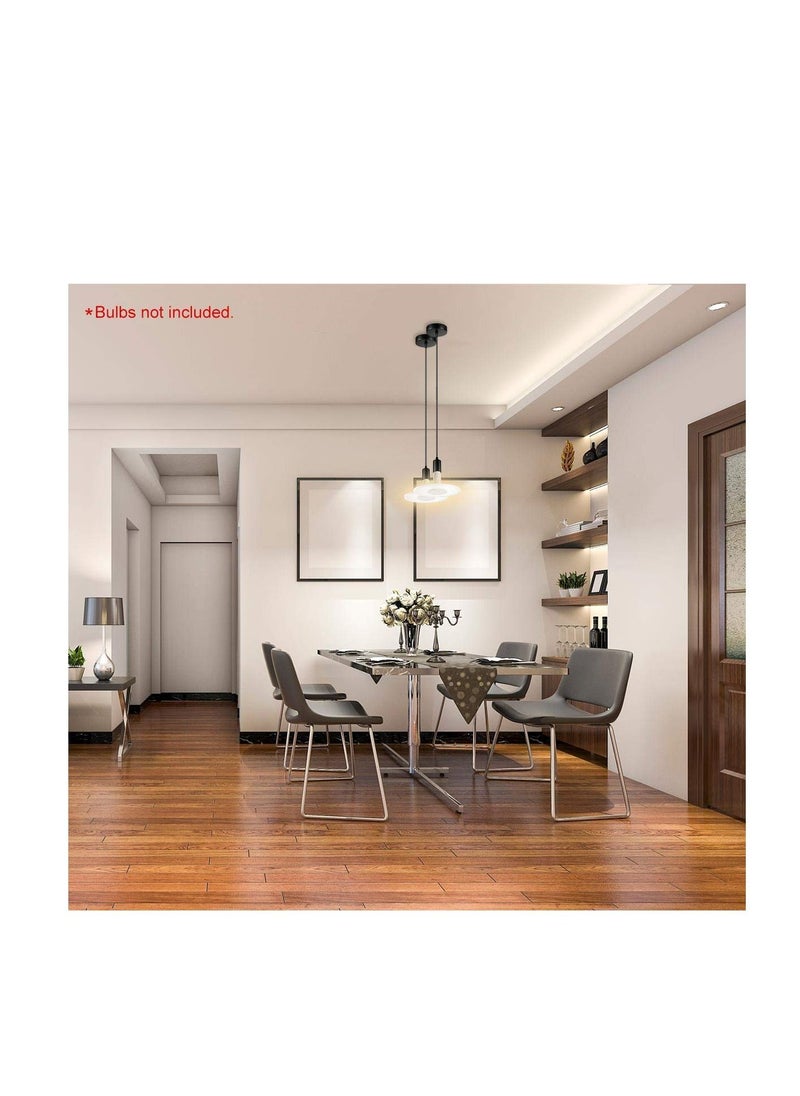 Y&D Ceiling Pendant & Lamp Holder, Metal Light Fitting, E27 Fitting Set with Braided Fabric Cable (Black)  - Image 3