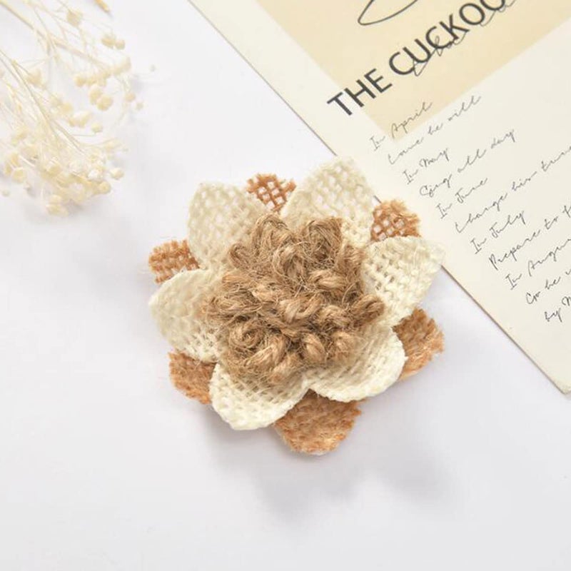 Ewandastore Ewanda store 40 Pcs Burlap Flowers Handmade Rustic Flower for Home DIY Bouquets Craft Wedding Party Decoration - Image 4