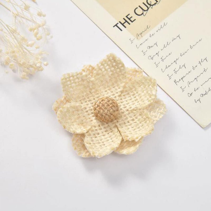 Ewandastore Ewanda store 40 Pcs Burlap Flowers Handmade Rustic Flower for Home DIY Bouquets Craft Wedding Party Decoration - Image 2