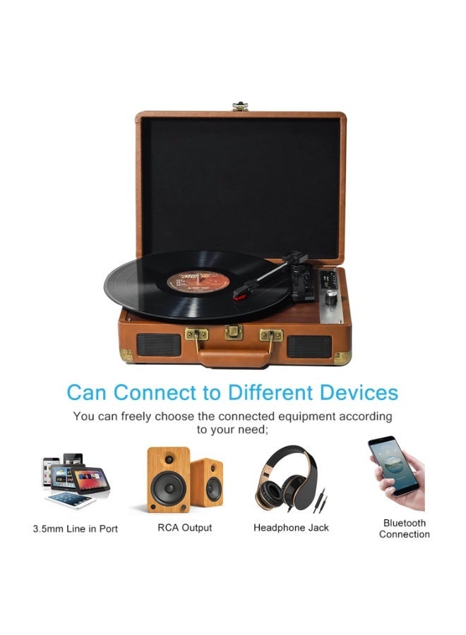 Jubilin Suitcase Type Vinyl Record Player, Retro Portable Phonograph, Old School Vinyl Turnable, HIFI Sound Quality, Support Wireless Connection,Brown - Image 5