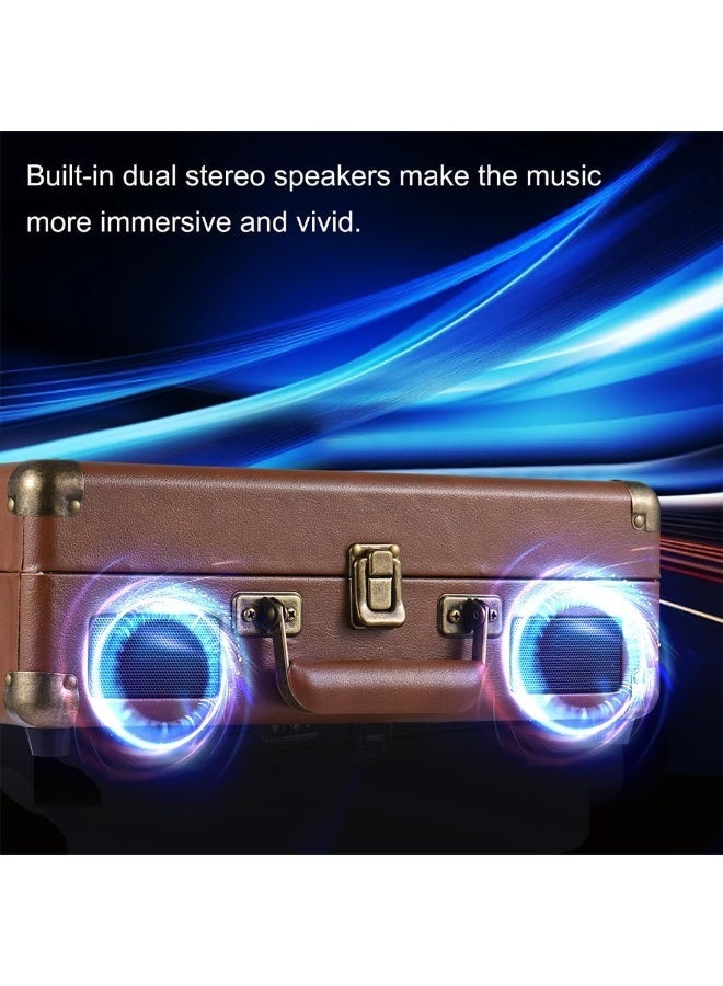 Jubilin Suitcase Type Vinyl Record Player, Retro Portable Phonograph, Old School Vinyl Turnable, HIFI Sound Quality, Support Wireless Connection,Brown - Image 4