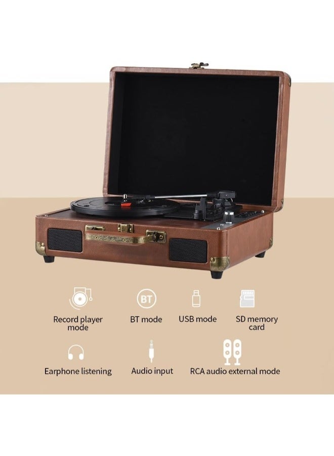 Jubilin Suitcase Type Vinyl Record Player, Retro Portable Phonograph, Old School Vinyl Turnable, HIFI Sound Quality, Support Wireless Connection,Brown - Image 3