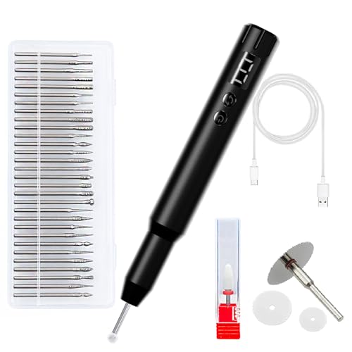 CBVCBV Wireless Engraving Pen Kit for Jewelry, Wood, Metal, Glass & Plastic - Cordless DIY Engraver with 30 Bits & Polishing Function, Portable Tool for Artists, Craftsmen, (Black - Upgraded Version) - Image 1