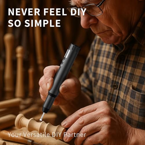 CBVCBV Wireless Engraving Pen Kit for Jewelry, Wood, Metal, Glass & Plastic - Cordless DIY Engraver with 30 Bits & Polishing Function, Portable Tool for Artists, Craftsmen, (Black - Upgraded Version) - Image 3