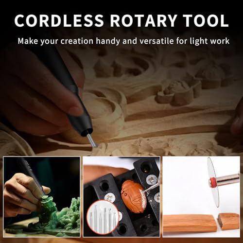 CBVCBV Wireless Engraving Pen Kit for Jewelry, Wood, Metal, Glass & Plastic - Cordless DIY Engraver with 30 Bits & Polishing Function, Portable Tool for Artists, Craftsmen, (Black - Upgraded Version) - Image 5