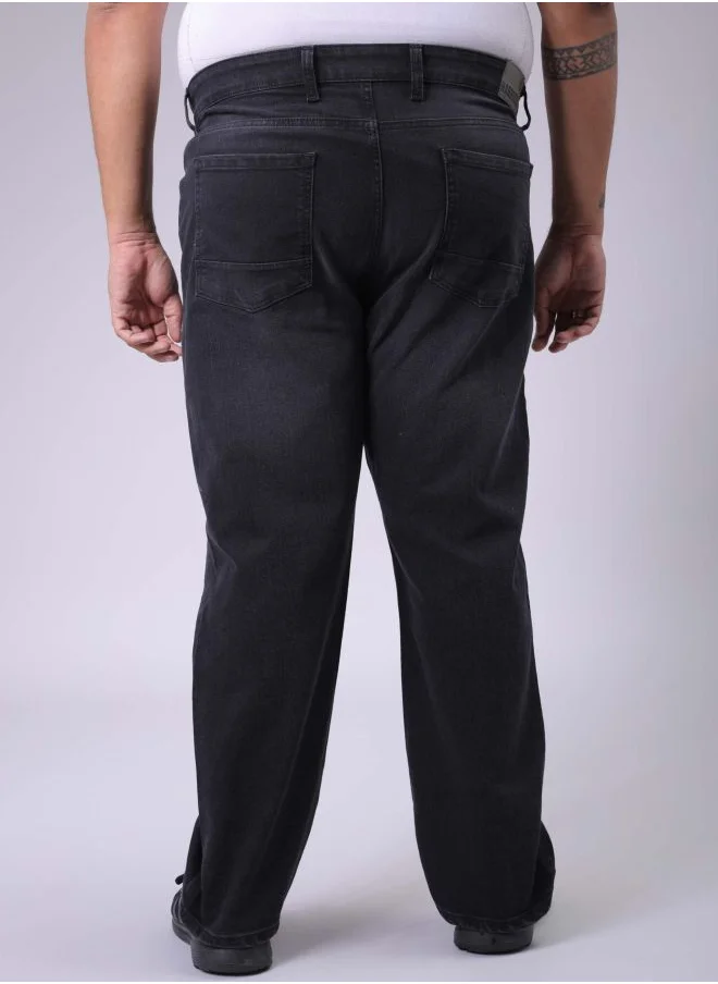 هاردسودا Men Plus Size Vintage Straight Fit Solid Mid-Rise Stretchable Jeans