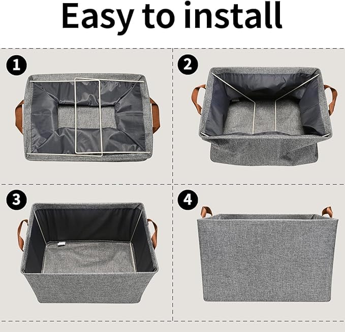 VIDORA Fabric Storage Cubes Organizer with Handles Foldable Storage Baskets for Organizing Toys Books Shelves Closet Collapsible Fabric Storage Cubes Organizer with Steel Frame - Image 4