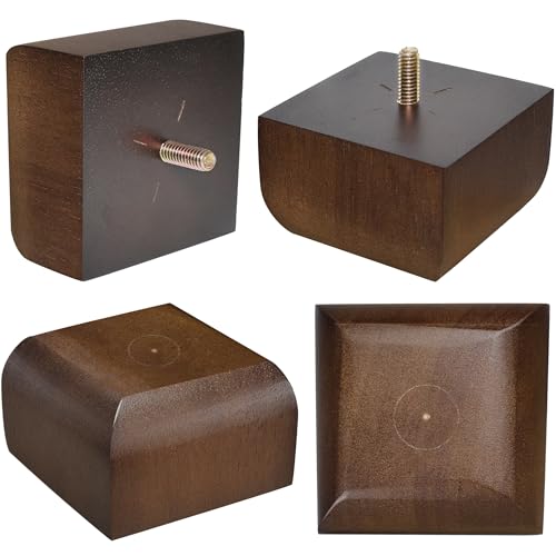 AORYVIC Sofa Legs Square Bed Feet 2 inch Wood Replacement Leg for Furniture Set of 4, Dark Brown - Image 5