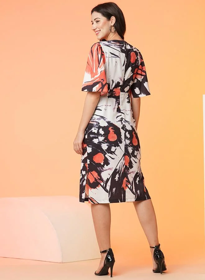 globus Women Abstract Print Cut Out Sheath Midi Dress