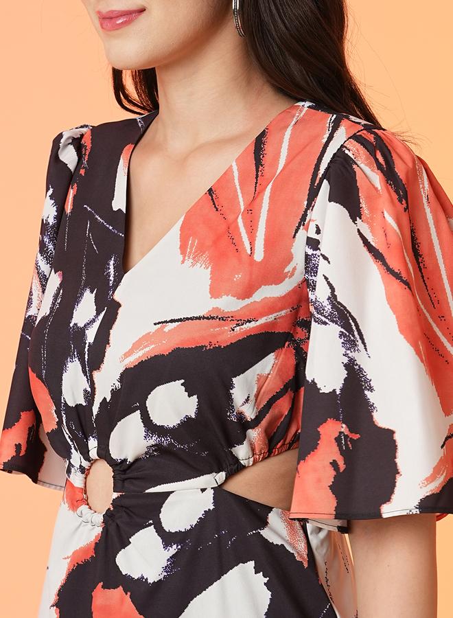 globus Women Abstract Print Cut Out Sheath Midi Dress - Image 4