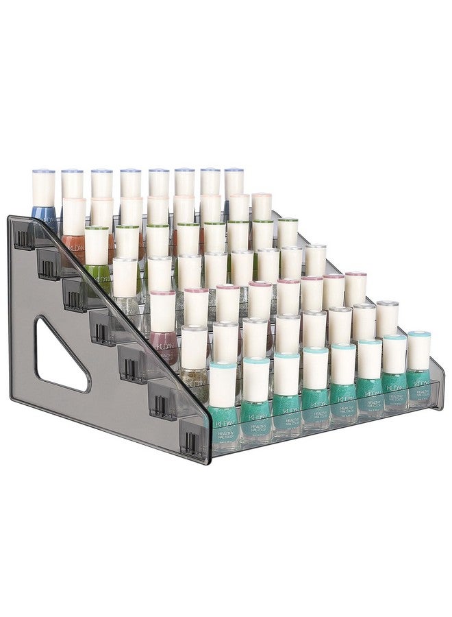 JessLab Nail Polish Organizer, With Nail Polish Tray And Acrylic Liquid Holder, Space-Saving Display Rack For Professional Salons And Home Use, Grey, 7-Tier  - Image 1