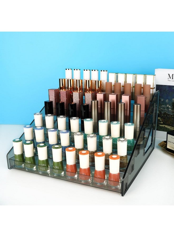 JessLab Nail Polish Organizer, With Nail Polish Tray And Acrylic Liquid Holder, Space-Saving Display Rack For Professional Salons And Home Use, Grey, 7-Tier  - Image 5