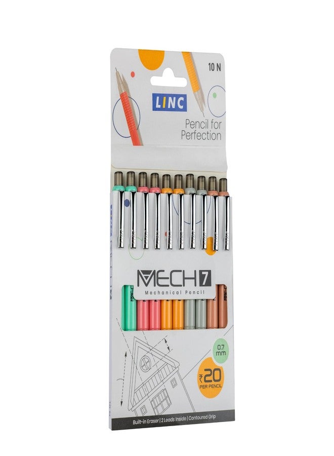 Linc 0.7mm Mech7 Mechanical Pencil, Multicolor Body (Pack of 10) - Image 1