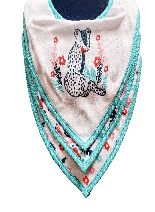 Big Softies Printed Bandana Newborn Baby Bibs with Soft Velcro Fastener-Leopard|Cotton Blends|Reusable|Ultra Soft & Super Absorbent|For Drooling, Teething & Feeding|For Girls 0-24 Months|Pack of 3 - Image 1