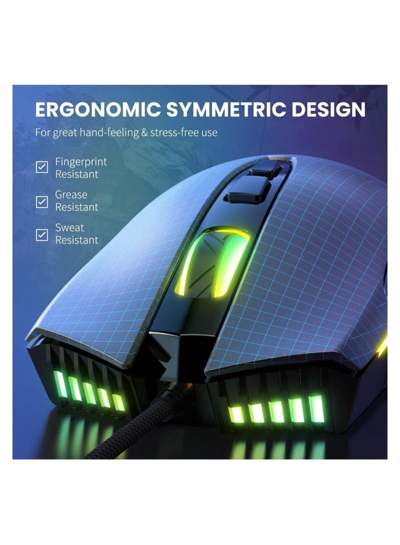 RGB 6400 DPI Wired Gaming Mouse Breathing LED Optical USB 7 Buttons Gamer Computer Pink Mice for Laptop PC Desktop - Image 4