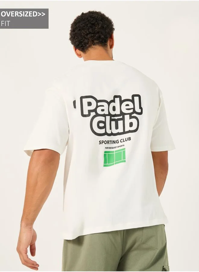 Styli Styli Oversized Padel Graphic Print Crew Neck T-Shirt