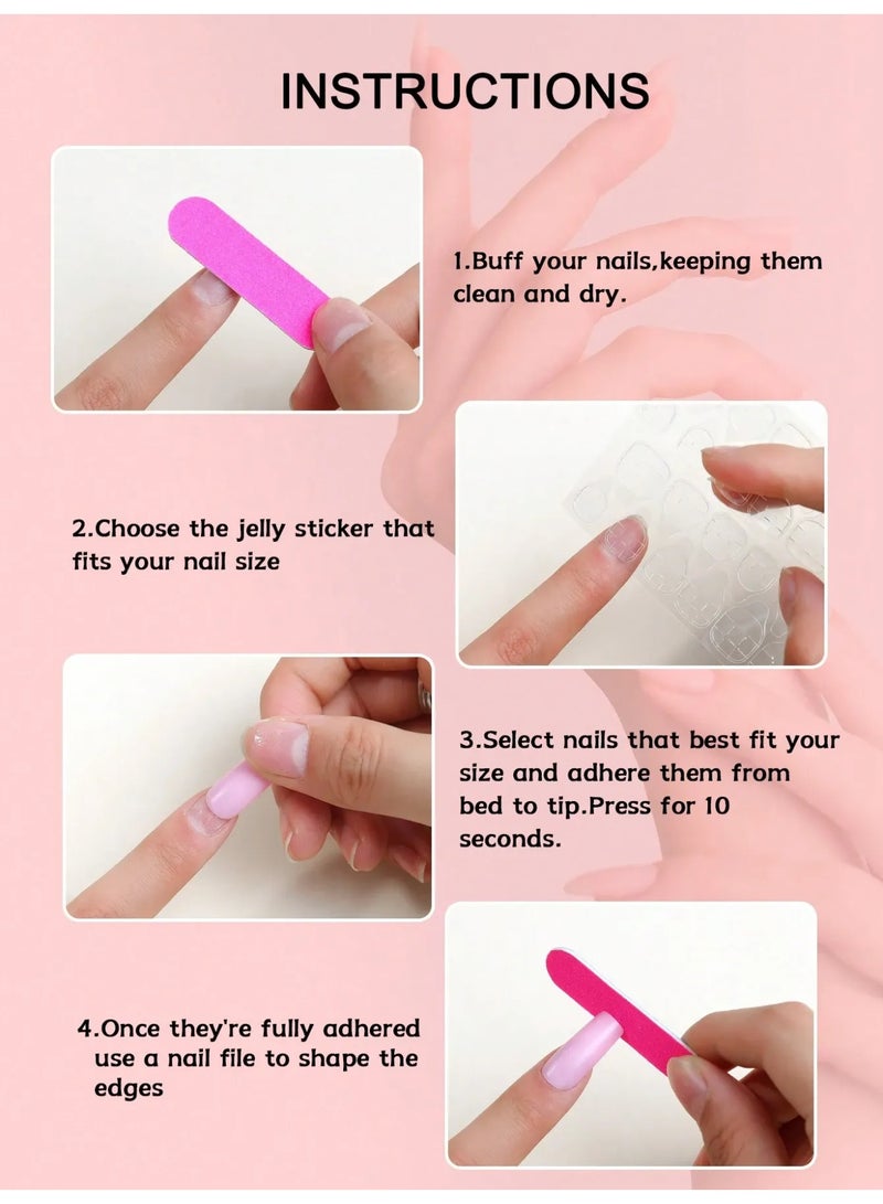 اظافر تركيب مزيفه فرنسيه بتصميم مربع تحتوي العلبه على 24 ظفر مع مبرد اظافر و صمغ - Image 3