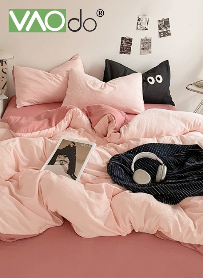 فاو دو مجموعة ملاءات سرير 4 قطع، من الألياف الدقيقة الناعمة - مجموعة لحاف مقاومة للانكماش والبهتان، مجموعة مفروشات سرير صديقة للبشرة، تشمل ملاءة سرير مجهزة وغطاء لحاف ووسادتين مقاس 200*230 سم - Image 1