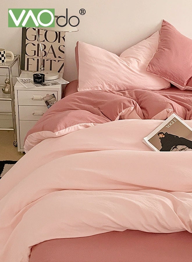 فاو دو مجموعة ملاءات سرير 4 قطع، من الألياف الدقيقة الناعمة - مجموعة لحاف مقاومة للانكماش والبهتان، مجموعة مفروشات سرير صديقة للبشرة، تشمل ملاءة سرير مجهزة وغطاء لحاف ووسادتين مقاس 200*230 سم - Image 2